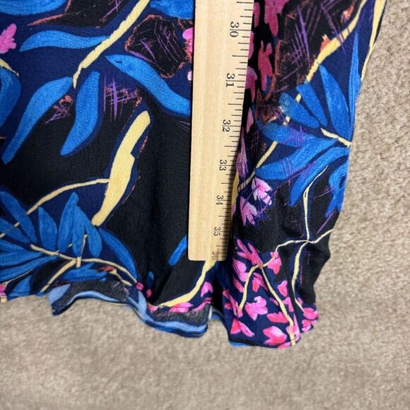 Anthropologie Maeve Elia Dress Womens 0 Blue Floral Print Cold Shoulder A Line - Picture 6 of 11